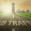 Road rises upward with web traffic text