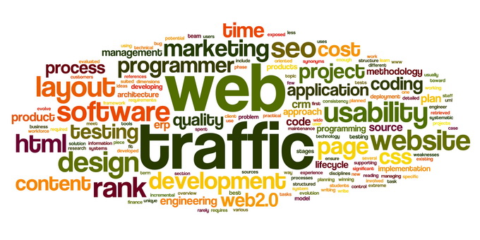 Web traffic concept in tag cloud